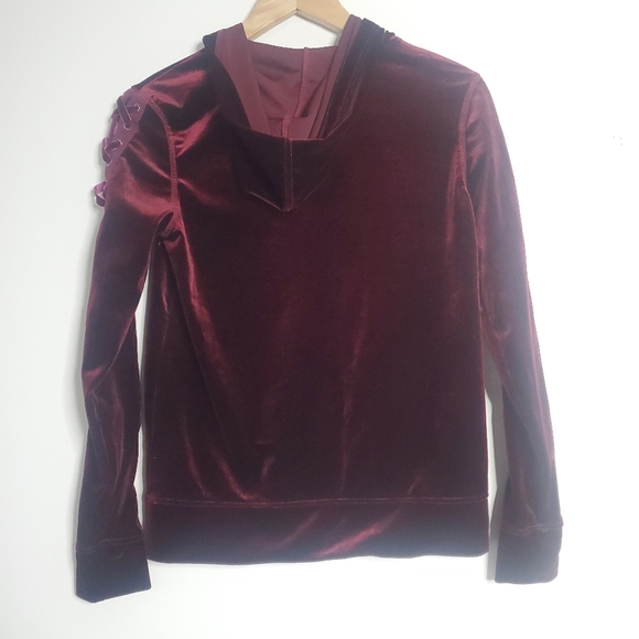 Material Girl Active Womens Velvet Hooded Sweater Jacket Size Small Y2k Coquette - Picture 11 of 11